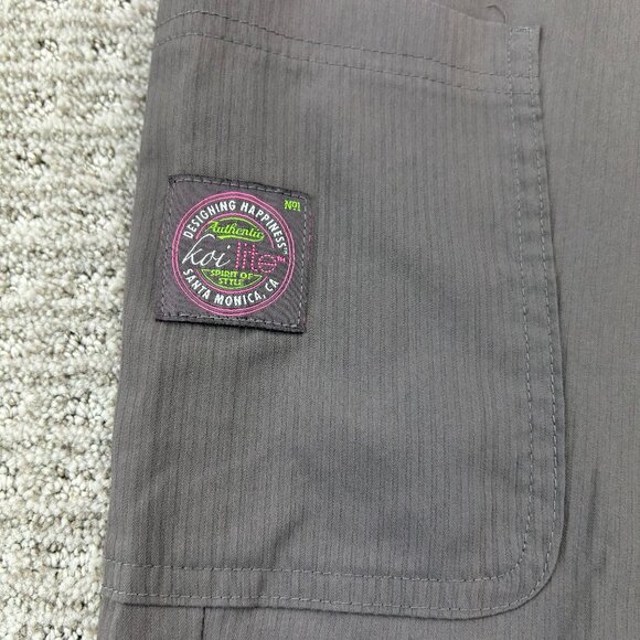 Koi Scrub Pants Women Size XL Regular Slim Fit Brown Stripes Casual Uniform - Picture 2 of 13